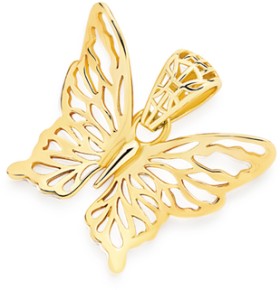 9ct+Gold+Lace+Cutout+Butterfly+Pendant