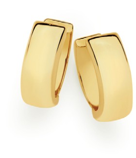 9ct+Gold+10mm+Polished+Huggie+Earrings