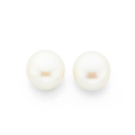 9ct+Gold+Cultured+Fresh+Water+Pearl+Stud+Earrings