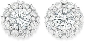 Sterling+Silver+9mm+Round+Cluster+Cubic+Zirconia+Studs