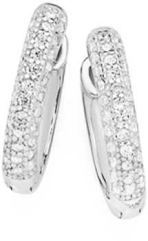 Sterling+Silver+Pave+Cubic+Zirconia+Rounded+Huggies