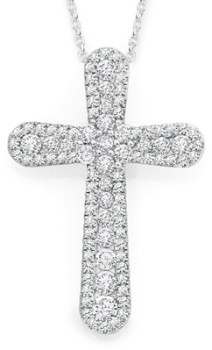 Sterling+Silver+Fancy+Tapered+Cubic+Zirconia+Cross+Pendant