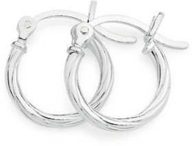 Sterling+Silver+2x14mm+Twist+Tube+Hoops