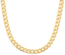 9ct+Gold+55cm+Solid+Bevelled+Curb+Gents+Chain