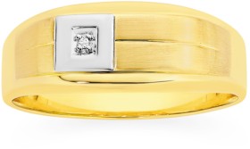 9ct+Yellow+%26amp%3B+White+Gold+Diamond+Set+Gents+Ring