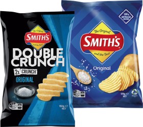 Smith%26%23039%3Bs+Crinkle+Cut+150%E2%80%91170g+or+Double+Crunch+Chips+150g+Selected+Varieties