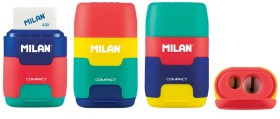 Milan+2+Hole+Sharpener%2FEraser+Combo+Assorted