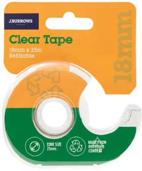 J.Burrows+Recycled+Clear+Tape+with+Dispenser+18mmX25m