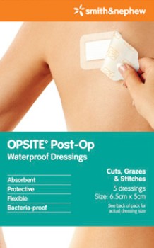 Opsite+Post-Op+Waterproof+Dressings+6.5cm+x+5cm+5+Pack