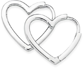 Sterling+Silver+Polished+Heart+Huggies