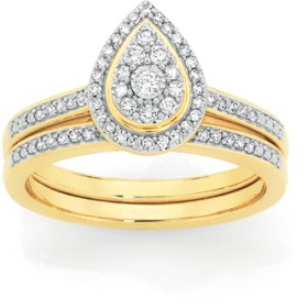 9ct+Gold+Diamond+Bridal+Set