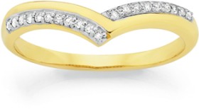 9ct+Gold+Diamond+Curved+Band