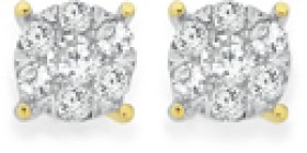 9ct+Gold+Diamond+Small+Cluster+Stud+Earrings