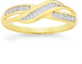 9ct+Gold+Diamond+Crossover+Ring