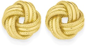 9ct+Gold+10mm+Fancy+Knot+Stud+Earrings