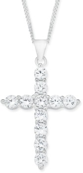 Sterling+Silver+Large+Claw+Set+Cubic+Zirconia+Cross+Pendant