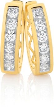 Alora+10ct+Gold+1+Carat+TW+Lab+Grown+Diamond+Huggie+Earrings