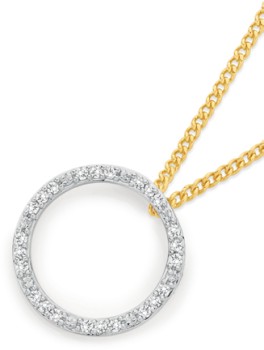 9ct+Gold+Diamond+Circle+Pendant