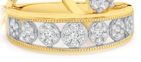 9ct+Gold+Diamond+7+Cluster+Band