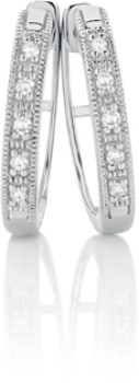 9ct-White-Gold-Diamond-Milgrain-Huggie-Earrings on sale