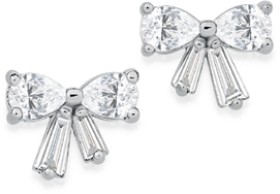 Sterling+Silver+Fancy+Cut+Cubic+Zirconia+Bow+Stud+Earrings