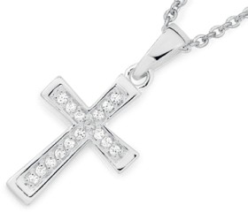 Sterling+Silver+Cubic+Zirconia+Claw+Set+Cross+Pendant