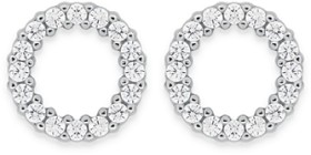 Sterling+Silver+Fine+Cubic+Zirconia+Circle+Stud+Earrings