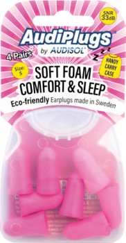 AudiPlugs+Soft+Foam+Comfort+%26amp%3B+Sleep+Ear+Plugs+4+Pairs