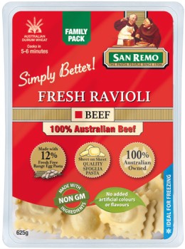 San+Remo+Fresh+Beef+Ravioli+or+Spinach+%26amp%3B+Ricotta+Agnolotti+625g