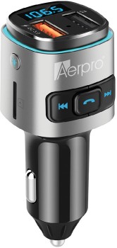 Aerpro+In+Car+Bluetooth+Hands+Free+FM+Transmitter+Kit+with+USB+Fast+Charge