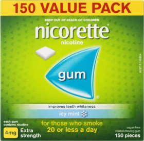 Nicorette+Smoking+Nicotine+Gum+4mg+Icy+Mint+150+Pieces+Value+Pack