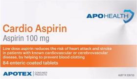 Apohealth+Cardio+Aspirin+100mg+84+Enteric+Coated+Tablets