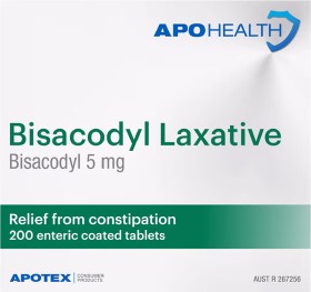 Apohealth+Bisacodyl+Laxative+5mg+200+Tablets