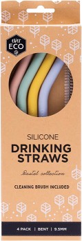 Ever+Eco+Silicone+Drinking+Straws+Bent+Pastel+Collection+4+Pack