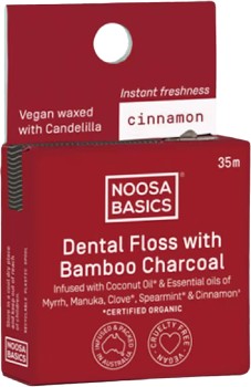 Noosa+Basics+Dental+Floss+with+Bamboo+Charcoal+Cinnamon+35m