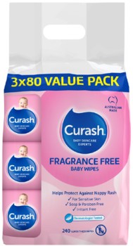 Curash+Fragrance+Free+Sensitive+Skin+Baby+Wipes+240+Pack