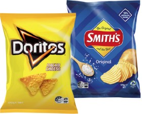 Doritos-Smiths-Crinkle-Cut-Chips-150-170g-or-Double-Crunch-Chips-150g-Selected-Varieties on sale