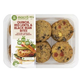 Macro+Quinoa%2C+Red+Lentil+%26amp%3B+Black+Bean+Bites+360g+Pk+12