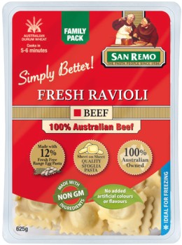 San+Remo+Fresh+Beef+Ravioli+or+Spinach+%26amp%3B+Ricotta+Agnolotti+625g