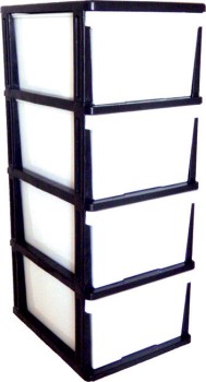 Mega-4-Drawer-Plastic-Cabinet-Black-White on sale