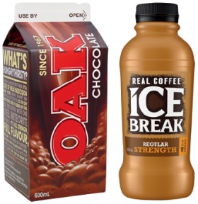 Ice+Break+Real+Coffee+500mL+or+Oak+Flavoured+Milk+600mL+Selected+Varieties