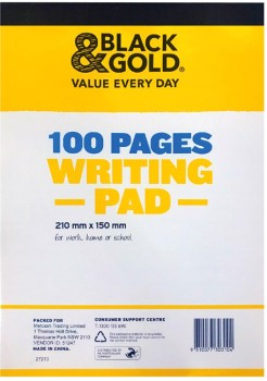 Black+%26amp%3B+Gold+Writing+Pad+A5+100+Sheets