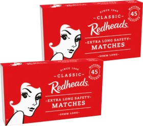 Redheads+Extra+Long+Matches+45+Pack%2C+Safety+Matches+10x45+Pack+or+Handy+Matches+270+Pack