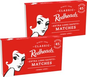 Redheads+Extra+Long+Matches+45+Pack%2C+Safety+Matches+10x45+Pack+or+Handy+Matches+270+Pack