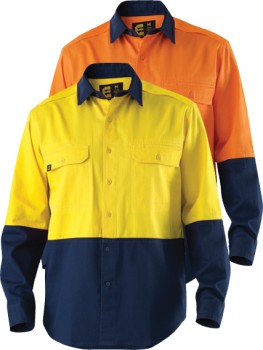 ELEVEN-AEROCOOL-Hi-Vis-Spliced-LS-Feather-Weight-Drill-Shirt on sale