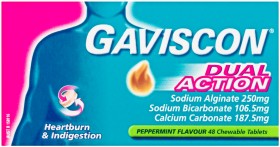 Gaviscon+Dual+Action+Peppermint+Flavour+48+Chewable+Tablets