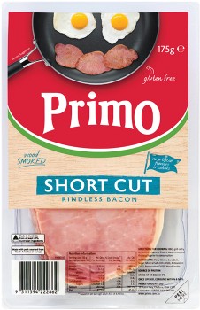 Primo-Wood-Smoked-Short-Cut-Rindless-Bacon-175g on sale