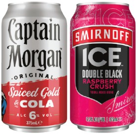 Captain-Morgan-Cola-6-or-Smirnoff-Ice-Double-Black-65-10-Pack on sale