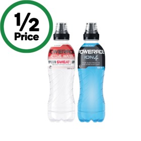 Powerade-Drink-Flo-Cap-or-Powerade-Active-Water-600ml on sale