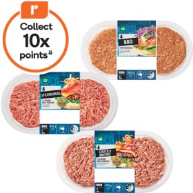 Woolworths+Australian+Chuck+%26amp%3B+Brisket+Burger%2C+Steakhouse+1%2F4+Pound+Beef+Burger+or+Pork+Burger+Varieties+454-500g+Pk+4